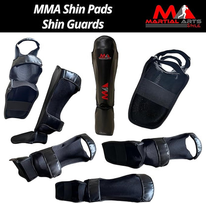 Muay Thai Shin Guards, Shin Pad for Martial Arts, Kick Boxing Leg Instep Protection Pads for
