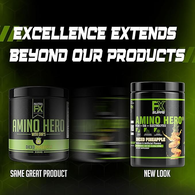 FXSUPPS Amino Hero Diced Pineapple Flavor(25 Servings)|Post-Workout Recovery Drink for Men and