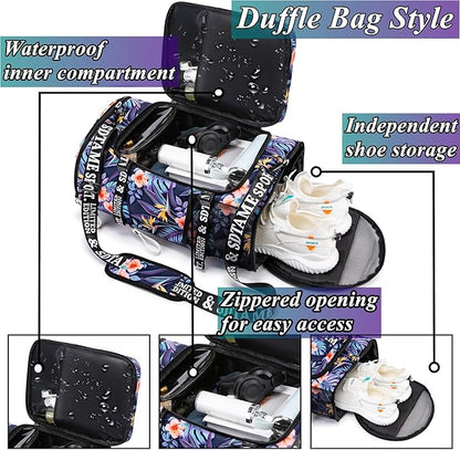 Gym Duffle Bag Backpack with Shoe Compartment,4 ways Travel Backpack for Women and