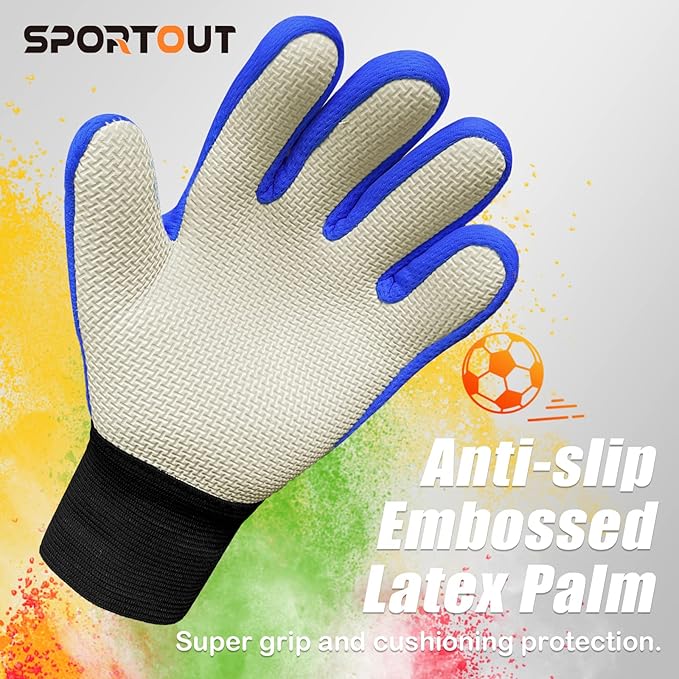Sportout Kids Goalkeeper Gloves, Soccer Gloves with Double Wrist Protection and Non-Slip Wear