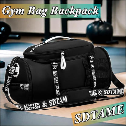 Gym Duffle Bag Backpack with Shoe Compartment,4 ways Travel Backpack for Women and