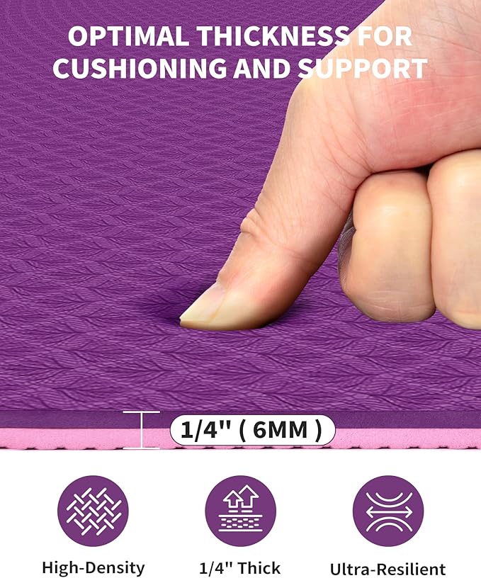 CAMBIVO Large Yoga Mat (6'x 4'), Extra Wide Workout Mat for Men and Women, Yoga Mat Thick 1/3 &1/4