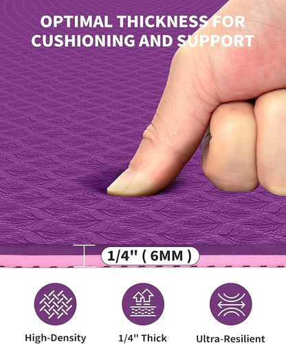 CAMBIVO Large Yoga Mat (6'x 4'), Extra Wide Workout Mat for Men and Women, Yoga Mat Thick 1/3 &1/4
