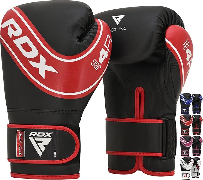 RDX Kids Boxing Gloves, 6oz 4oz Junior Training Mitts, Maya Hide Leather Ventilated Palm, Muay Thai