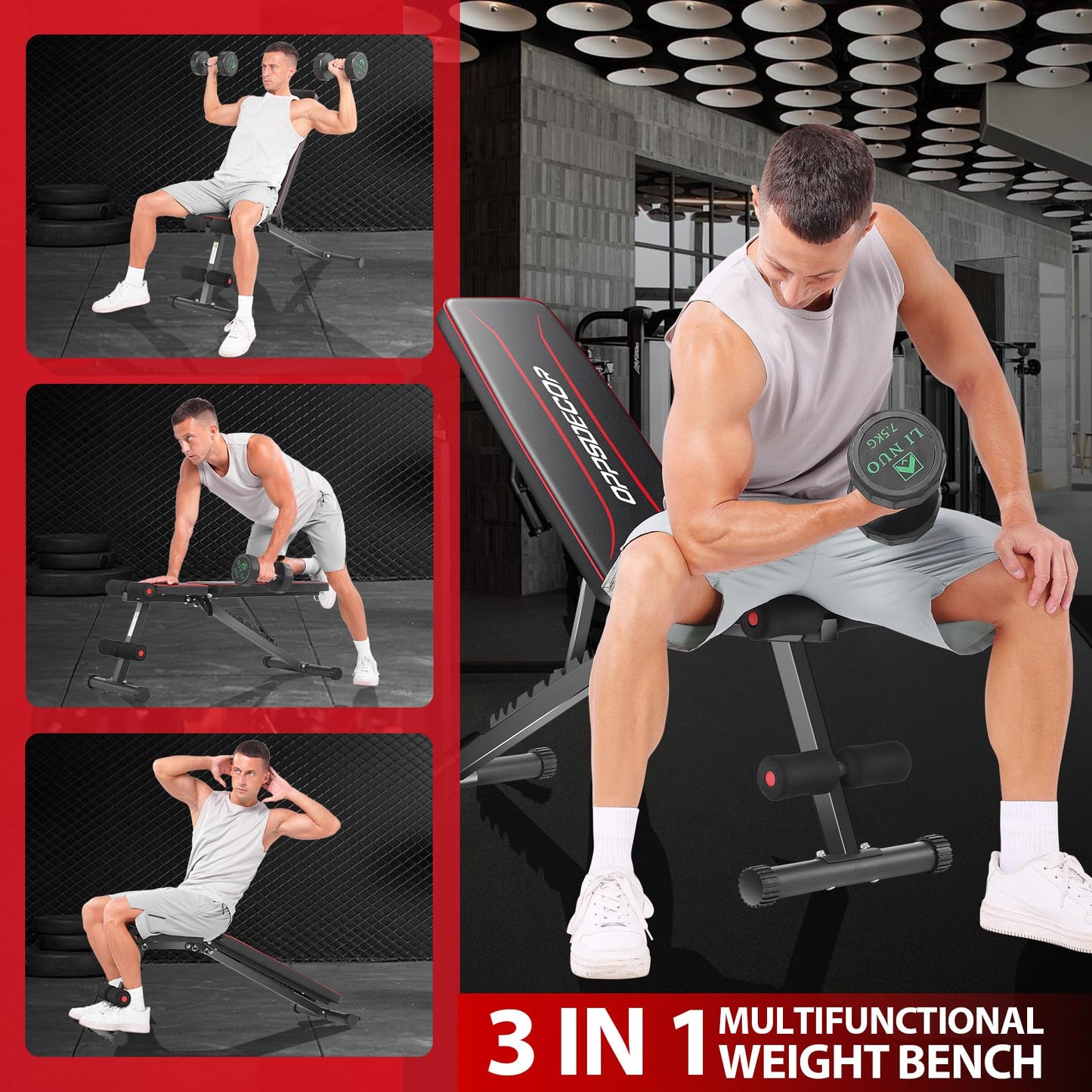 OPPSDECOR Weight Bench for Home Gym, ASTM-Certified 660LBS Fast Foldable Workout Bench for Home