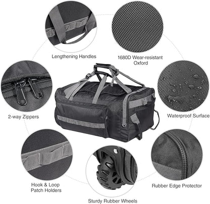 REDCAMP 85L/120L/140L Foldable Duffle Bag with Wheels, Large Travel Duffel Bag
