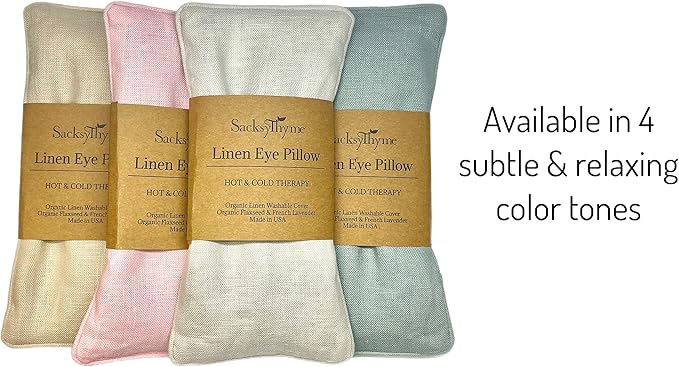 Organic Linen Eye Pillow - Lavender & Flaxseed for Relaxation, Yoga, Stress Relief - Microwavable