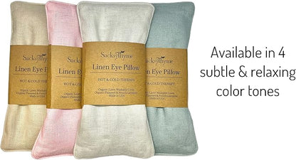 Organic Linen Eye Pillow - Lavender & Flaxseed for Relaxation, Yoga, Stress Relief - Microwavable