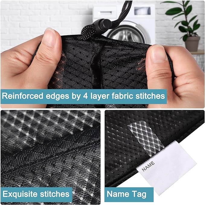 Polecasa Heavy Duty Large Mesh Laundry Bags with ID Tag and Locking Drawstring Closure - 2 Pack, 24