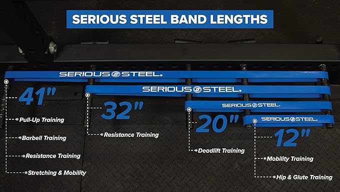 Serious Steel Fitness 32" Resistance Training Bands (Portable Exercise Band System Training Bands