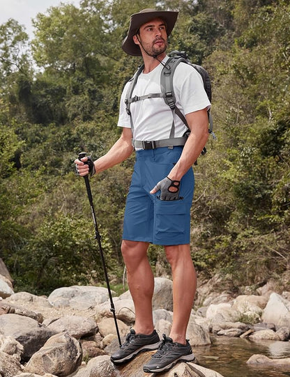 CRYSULLY Men's Hiking Cargo Shorts Outdoor Summer Lightweight Quick Dry Work Casual Shorts with 5