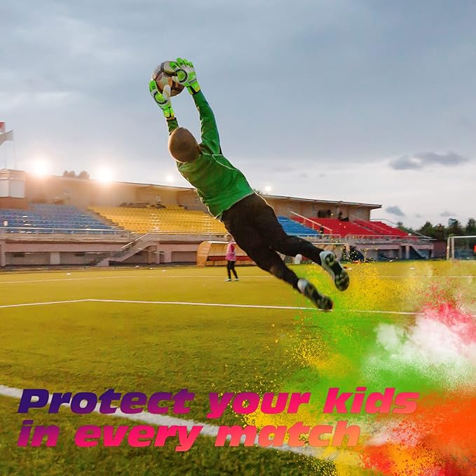 Sportout Kids Goalkeeper Gloves, Soccer Gloves with Double Wrist Protection and Non-Slip Wear