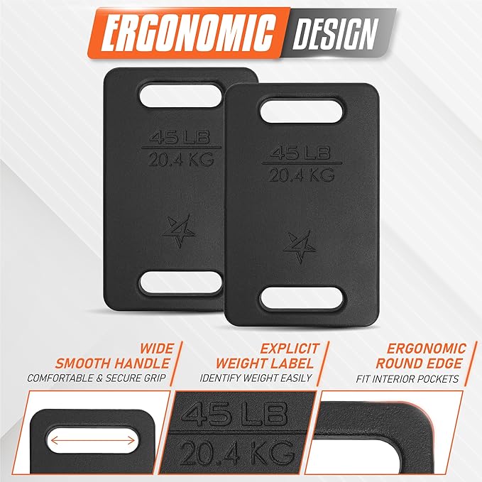 Yes4All Ruck Weight Plate, Cast Iron Rucking Plates with Wide Grip for Swings, Squat, Strength