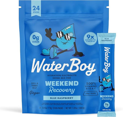 Waterboy Weekend Recovery | 3,200mg Electrolyte Powder Packets | Ginger + L-Theanine + Vitamins |