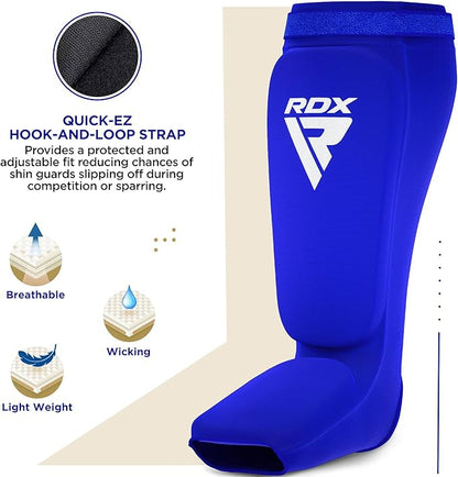 RDX Shin Guards Kickboxing Muay Thai, SATRA Approved, MMA Leg Instep Protection Pads, Sparring