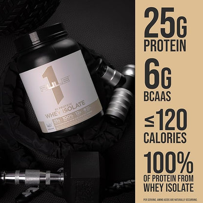 Rule 1 Naturally Flavored R1 Protein Whey Isolate - Clean Formula with 25g Protein & 6g BCAA