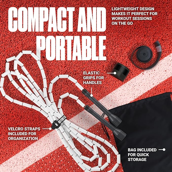 Sportbit Elite Beaded Jump Rope - Adjustable Speed Rope for Fitness, CrossFit, Boxing