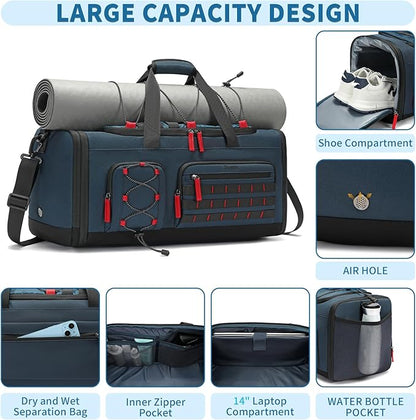 Bosstin Gym Bag for Men & Women,45L Travel Duffle Sports Duffel Bag Gym Weekender Overnight