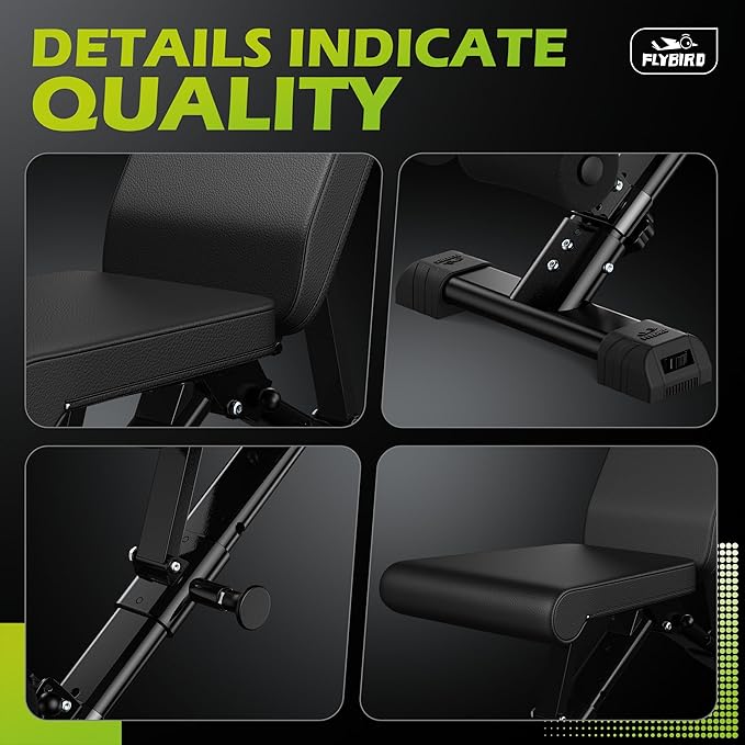 FLYBIRD Weight Bench, Adjustable Strength Training Bench for Full Body Workout with Fast