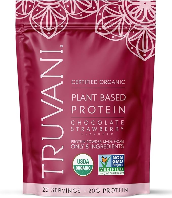 Truvani Vegan Pea Protein Powder | Chocolate Strawberry | 20g Organic Plant Based Protein | 20