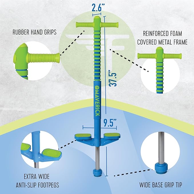 Flybar Maverick 2.0 Foam Pogo Stick for Kids Ages 5 and Up, 40 to 80 Pounds - Outdoor Toy for Boys