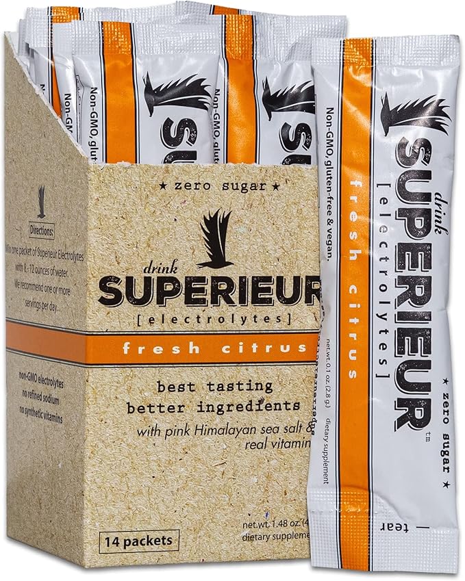 Superieur Electrolyte Powder Packets - Vegan Electrolyte Hydration Powder w/Sea Minerals - Keto