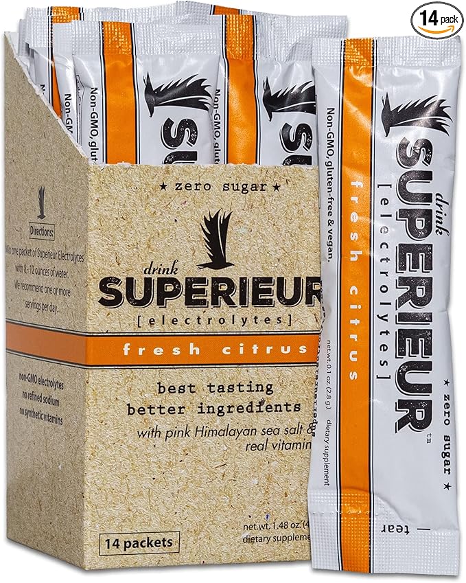 Superieur Electrolyte Powder Packets - Vegan Electrolyte Hydration Powder w/Sea Minerals - Keto