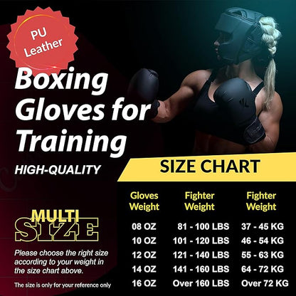 Kruzak Matte Black Boxing Gloves and Pads, Boxing Gloves Training Set for Kickboxing and Muay Thai