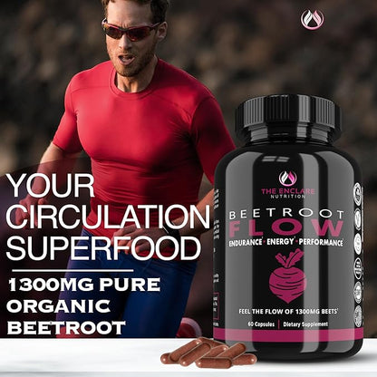 THE ENCLARE NUTRITION Beet Root Capsules 1300mg. Organic Beet Root Powder Capsules Support Heart