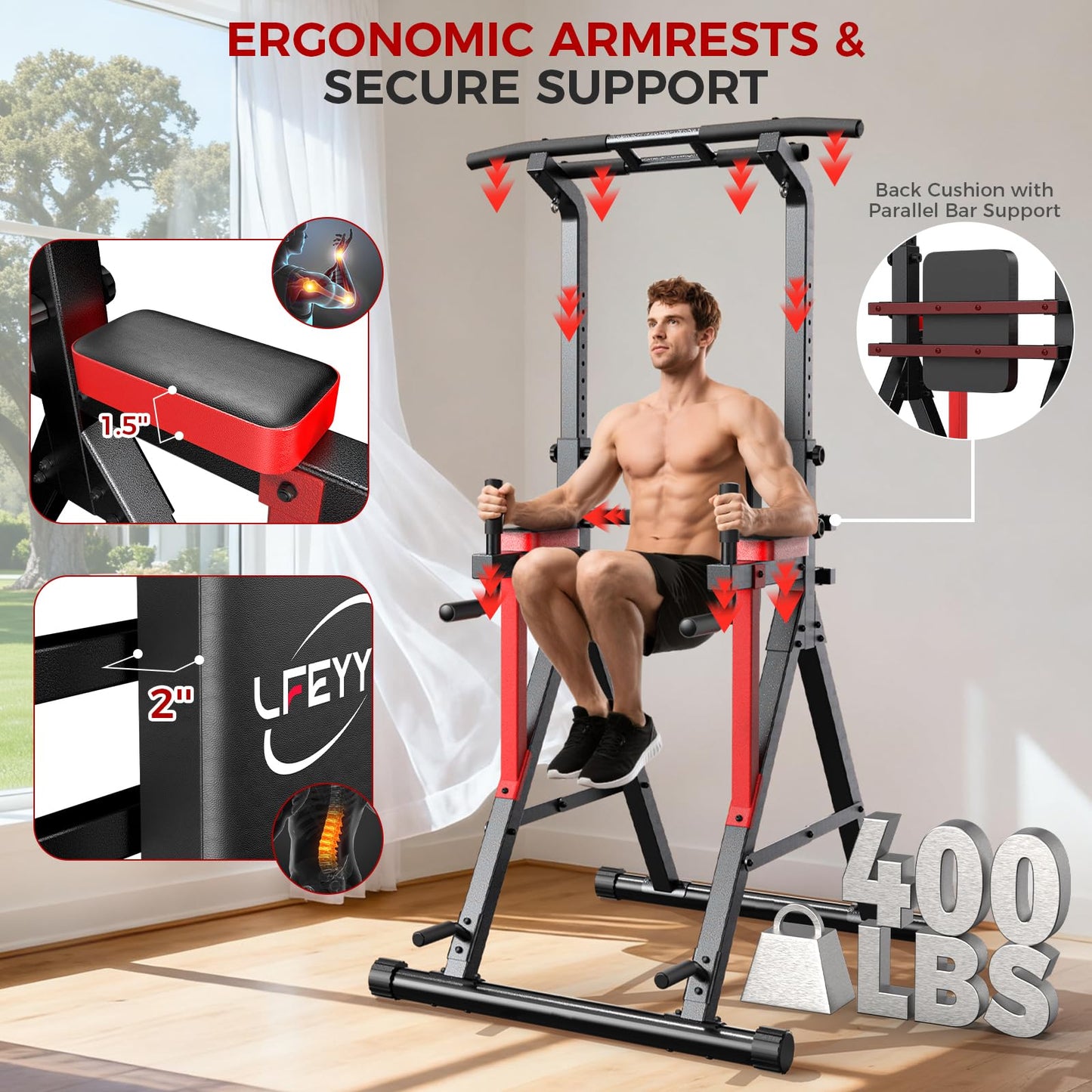 Power Tower Pull Up Bar Free Standing,Home Gym Strength Training Equipment