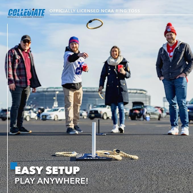 Solid Wood College Quoits Set with Direct Print HD Team Graphics – Tailgate Ring Toss Game – Great
