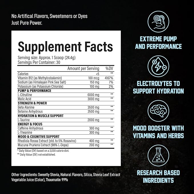 Voyager Pre-Workout Rocket Razz ??Creatine-Free Powder w/L-Citrulline, Beta-Alanine, Caffeine