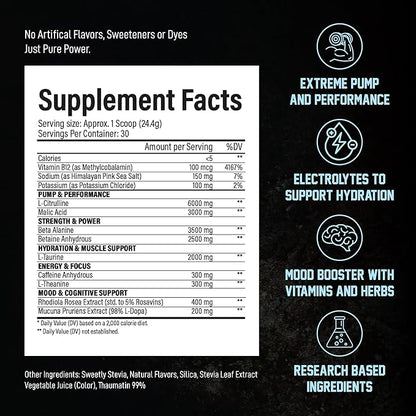 Voyager Pre-Workout Rocket Razz ??Creatine-Free Powder w/L-Citrulline, Beta-Alanine, Caffeine