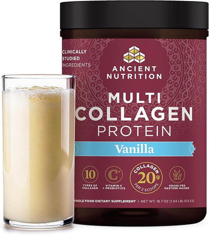 Collagen Powder Protein by Ancient Nutrition, Multi Collagen Vanilla Protein Powder, 45 Servings