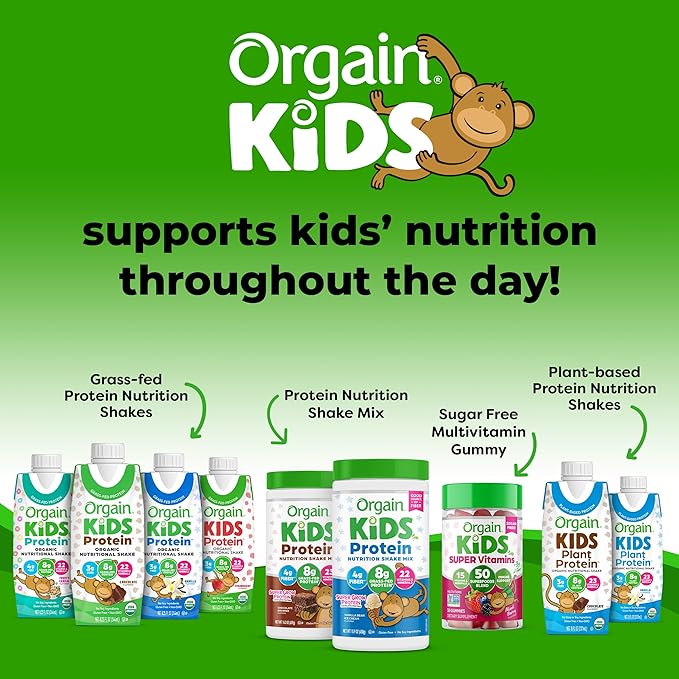 Orgain Organic Kids Protein Nutritional Shake, Chocolate - 8g of Protein, 22 Vitamins & Minerals