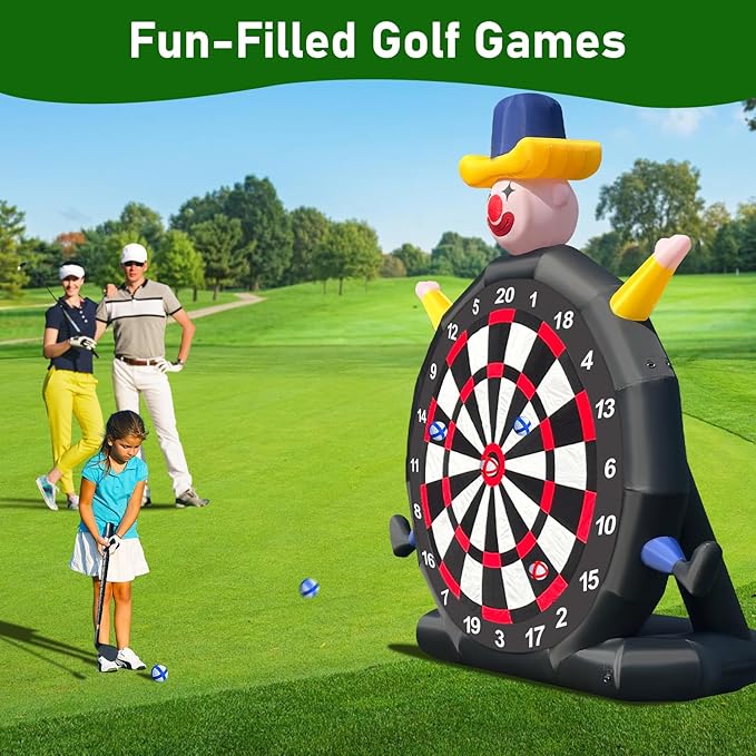 14ft Giant Inflatable Soccer Dart Board with 8 Golf Balls & 2 Soccer Balls Kickball Dartboard