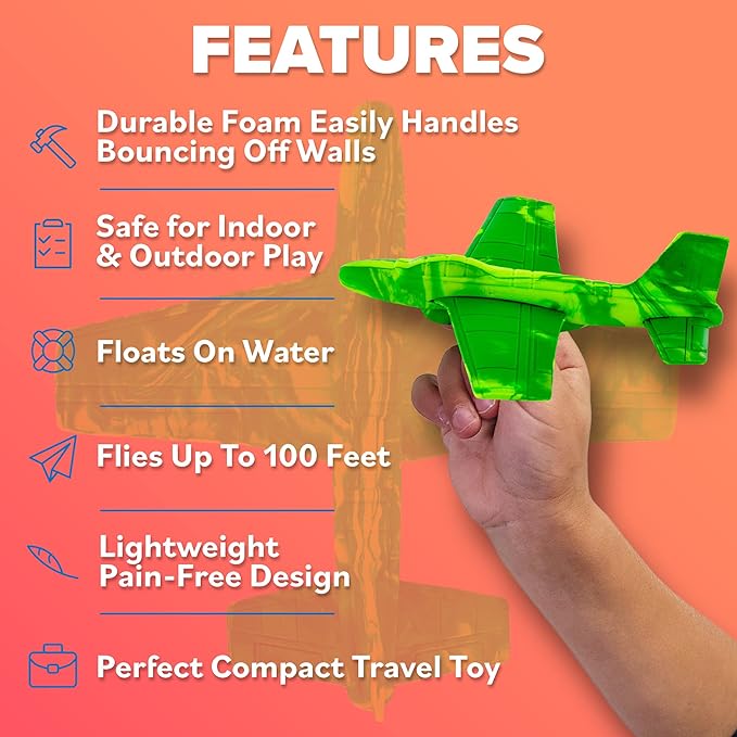 Foam Airplanes - Stocking Stuffers for Kids All Ages 4 5 6 7 8 9 10 Year Old - Best Toy Gift - Boy