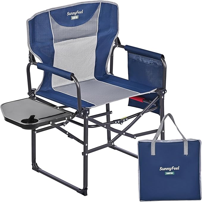 SUNNYFEEL Oversized Camping Directors Chair, Portable Folding Lawn Chairs for Adults Heavy Duty
