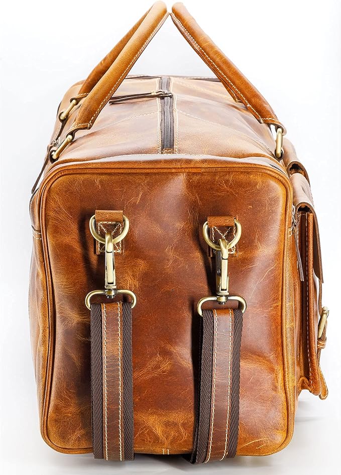 KomalC 28 inch Duffel Bag Travel Sports Overnight Weekend Leather Duffle Bag for Gym Sports Cabin