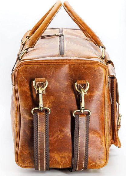 KomalC 28 inch Duffel Bag Travel Sports Overnight Weekend Leather Duffle Bag for Gym Sports Cabin
