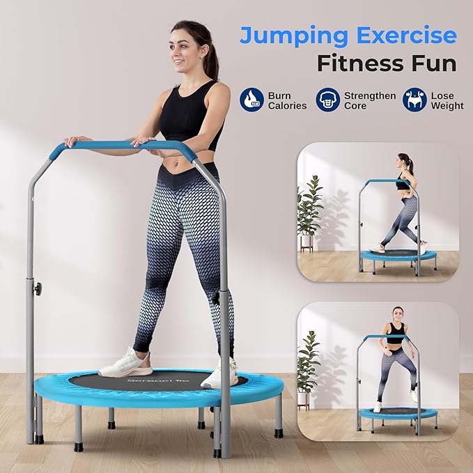 SereneLife 36/40" Foldable Mini Trampoline - Compact Fitness Trampoline for Kids Adults, Exercise