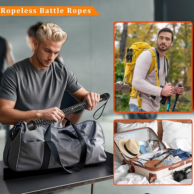 Ropeless Battle Ropes for Home Gym-Cordless Training Rope Fitness Equipment for Men &