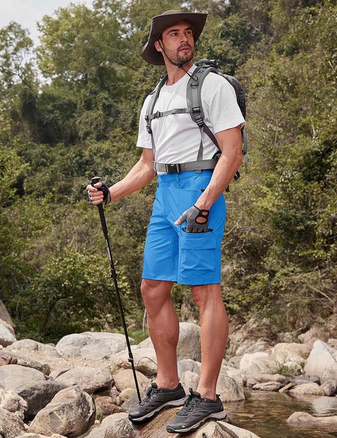 CRYSULLY Men's Hiking Cargo Shorts Outdoor Summer Lightweight Quick Dry Work Casual Shorts with 5