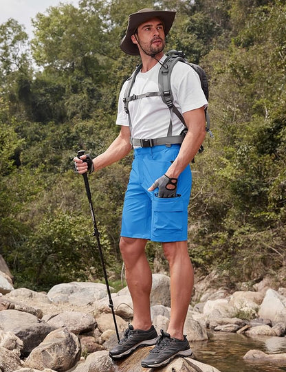 CRYSULLY Men's Hiking Cargo Shorts Outdoor Summer Lightweight Quick Dry Work Casual Shorts with 5
