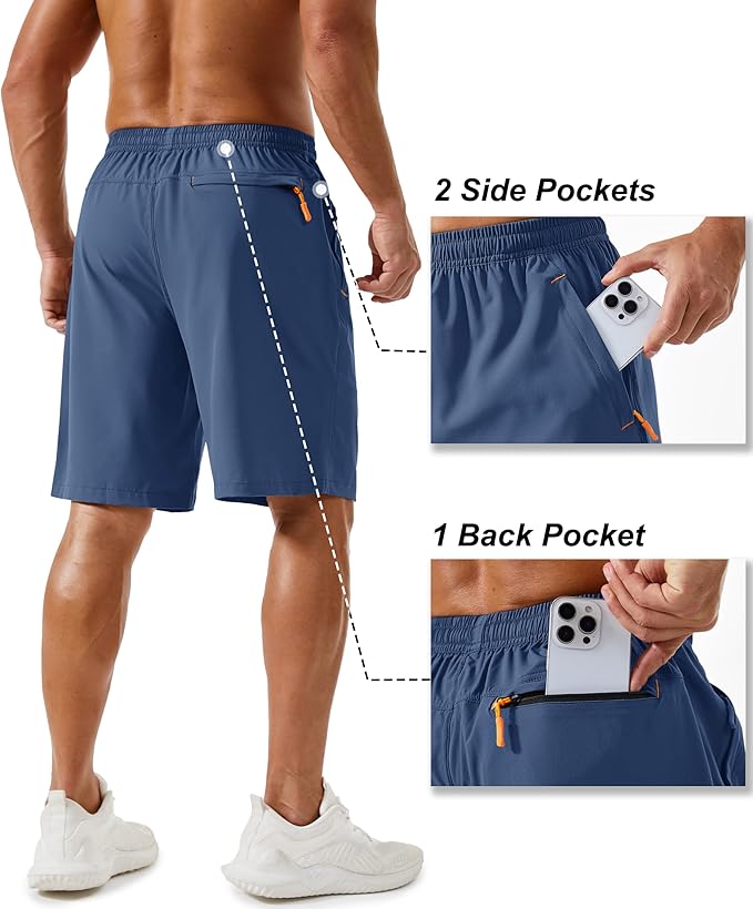 TACVASEN Men's Running Athletic Shorts 9" Quick Dry Workout Gym Shorts Lightweight Summer Shorts 3