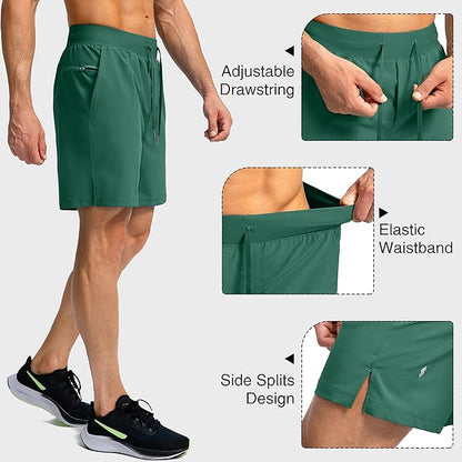 Men's Running Shorts with Zipper Pockets 9 Inch/ 7 Inch / 5 Inch Lightweight Quick Dry Gym Workout