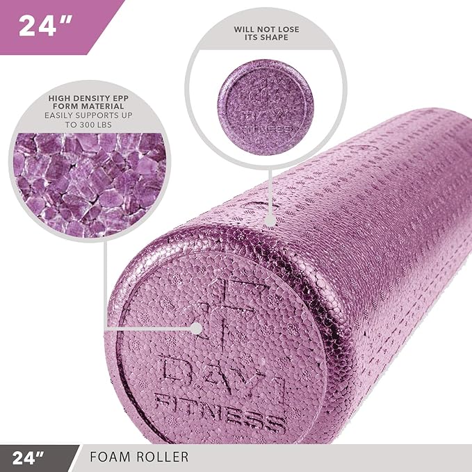 High-Density Round Foam Rollers - 4 Size and 8 Color Options - Massage Rollers for Stretching, Deep