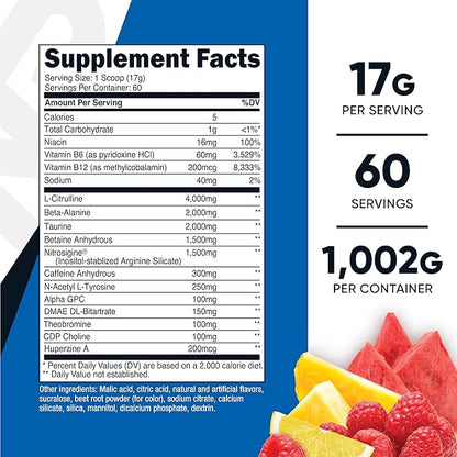 Nutricost Pre-X Xtreme Pre-Workout Complex Powder, Fruit Punch, 60 Servings, Vegetarian, Non-GMO
