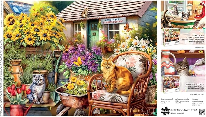 Buffalo Games - Tom Wood - Country Cats - 750 Piece Jigsaw Puzzle for Adults -Challenging Puzzle