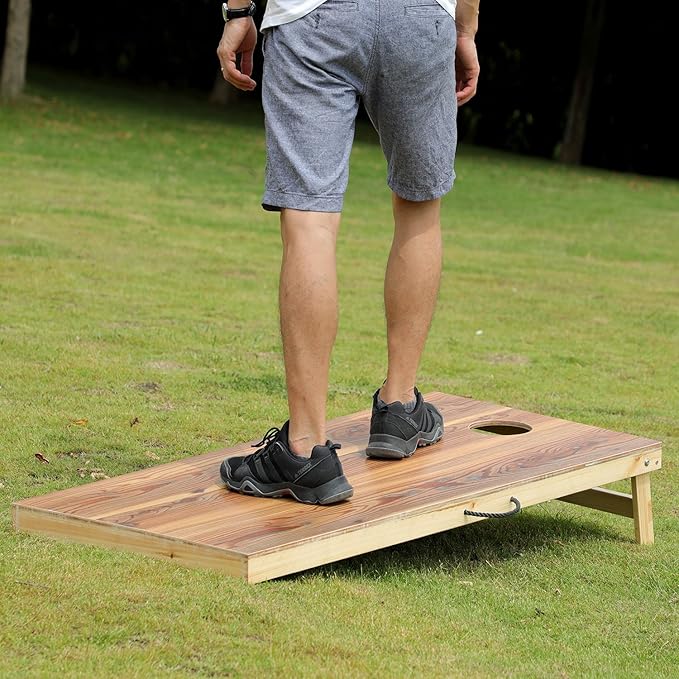 Solid Wood Premium Cornhole Game Set, Bean Bag Toss Game for Tailgate, Outdoor, Backyard